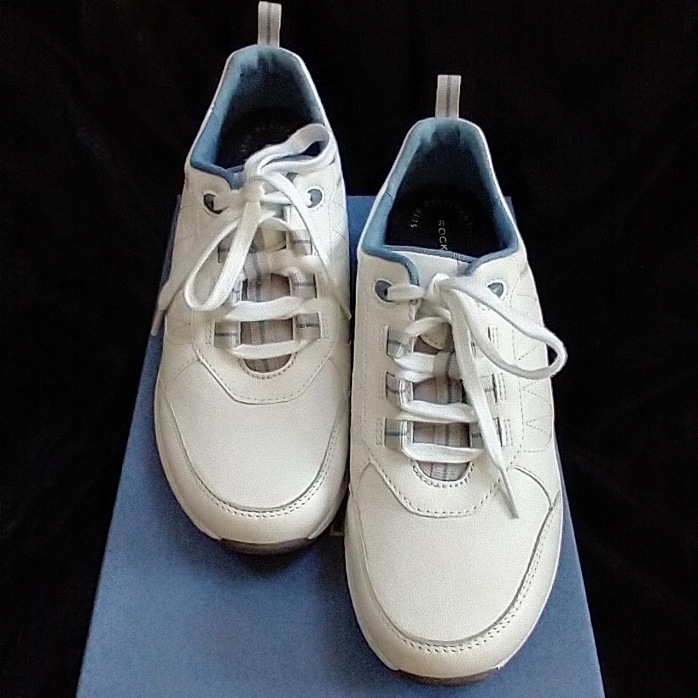 Rockport TruStride Walker  Sneaker 6.5M White Blue Trim